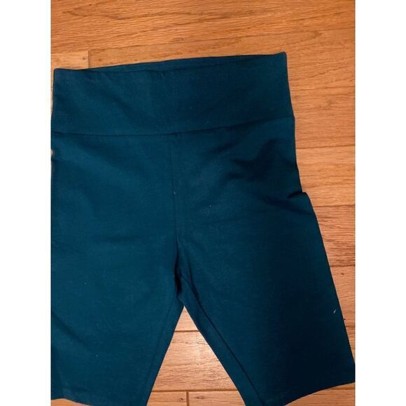 NWOT Wild Fable, women’s teal high waisted pull on cotton bicycle shorts size SM - Picture 2 of 7